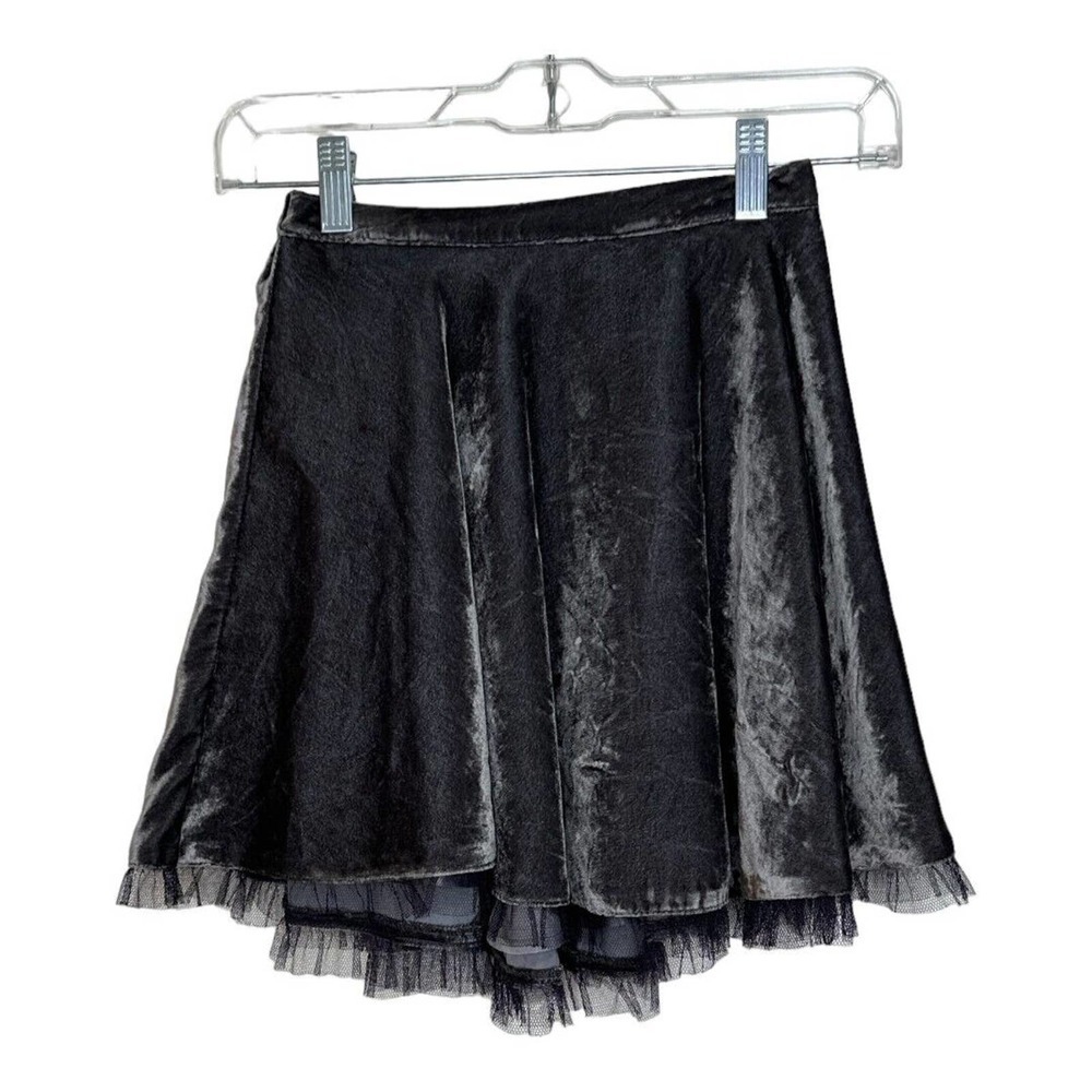 Mini Boden Dark Gray Velvet Tulle Trim Look Circle Skater Skirt 9-10 Years